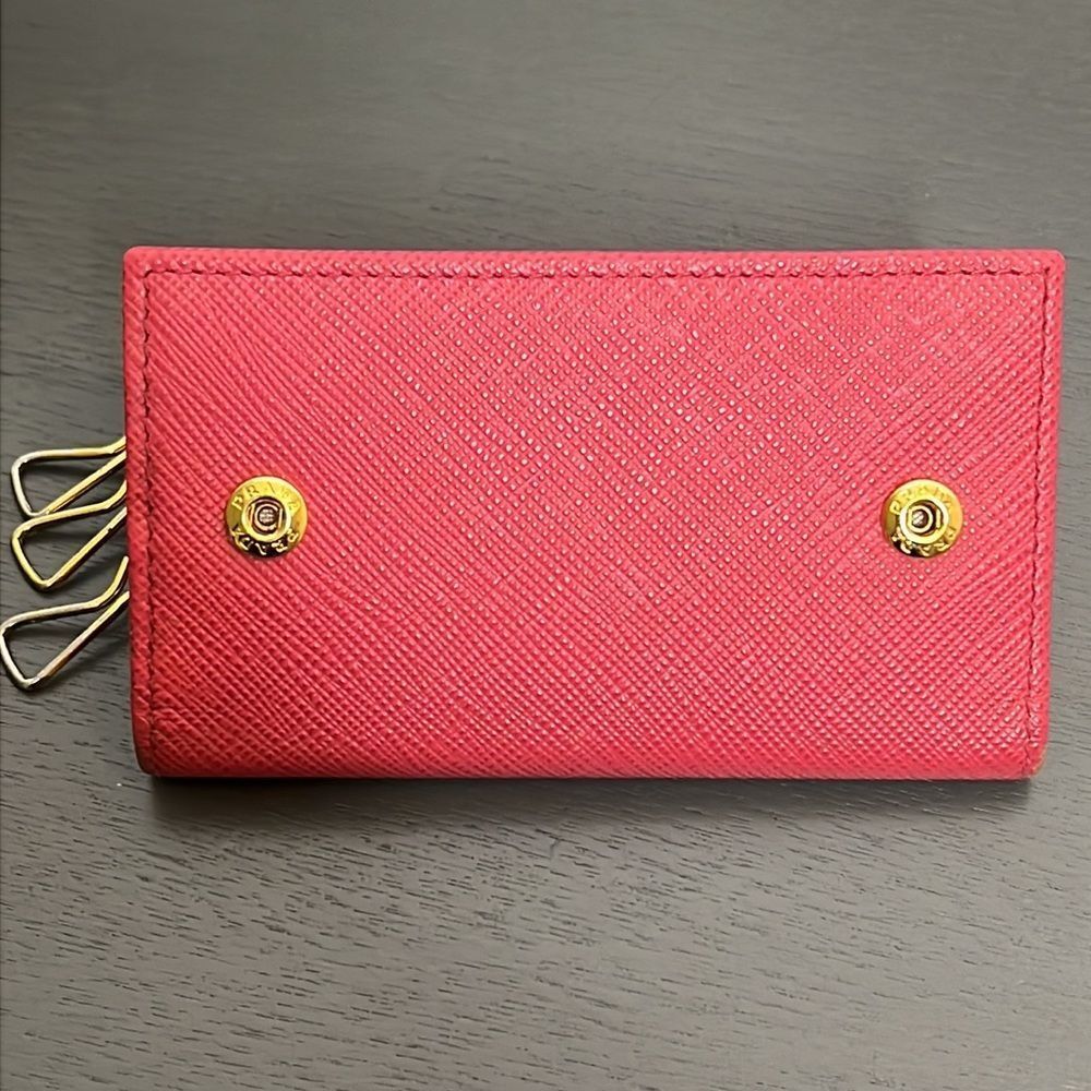 Prada Saffiano Ribbon Leather Key Case Pink & unbranded keychain charm strap - Picture 6 of 12